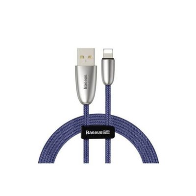 BASEUS CALHJ-C15 IPHONE ÇİNKO HALAT LED IŞIKLI USB ŞARJ KABLOSU MAVİ
