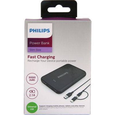 Philips Dlp1505ab/51-Siyah Slim 5000mah Mah 2.1A POWERBANK