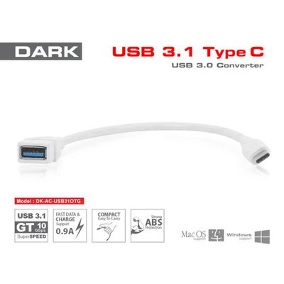 DARK DK CB USB31OTG USB 3.1 TYPE-C ERKEK USB 3.0 TYPE-A DİŞİ DÖNÜŞTÜRÜCÜ OTG