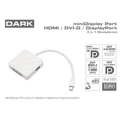 DARK MINIDISPLAYPORT DP/DVI/HDMI DÖNÜŞTÜRÜCÜ KABLO