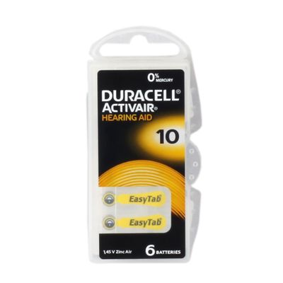 Duracell Activair EasyTab PR70 10 Numara İşitme Cihazı Pili 6LI Paket 1.45V